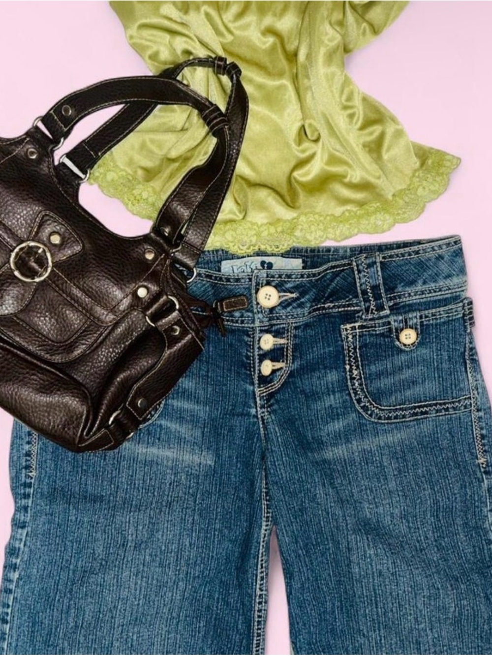 Jolt Blue Denim Capris with Button Front